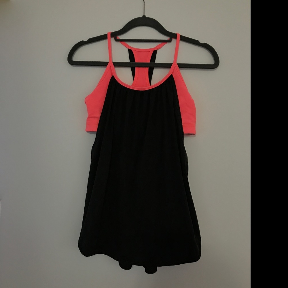 Lululemon Black with Orange Sports Bra Shirt